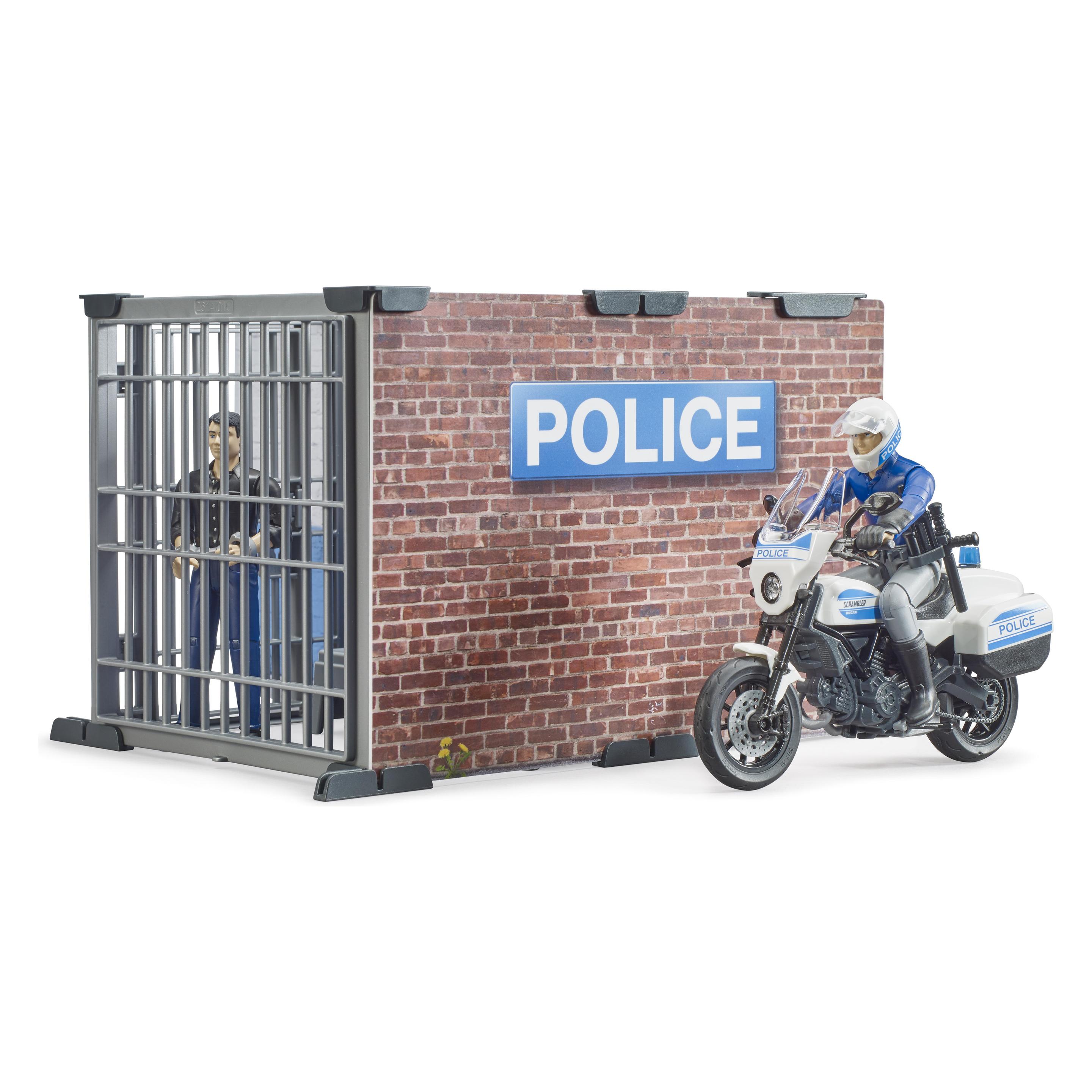 Bruder Polizeistation mit Polizeimotorrad (62732)