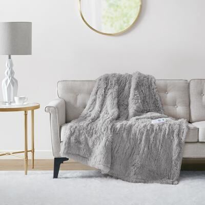 Malea Heated Shaggy Faux Fur Heated Throw by Serta