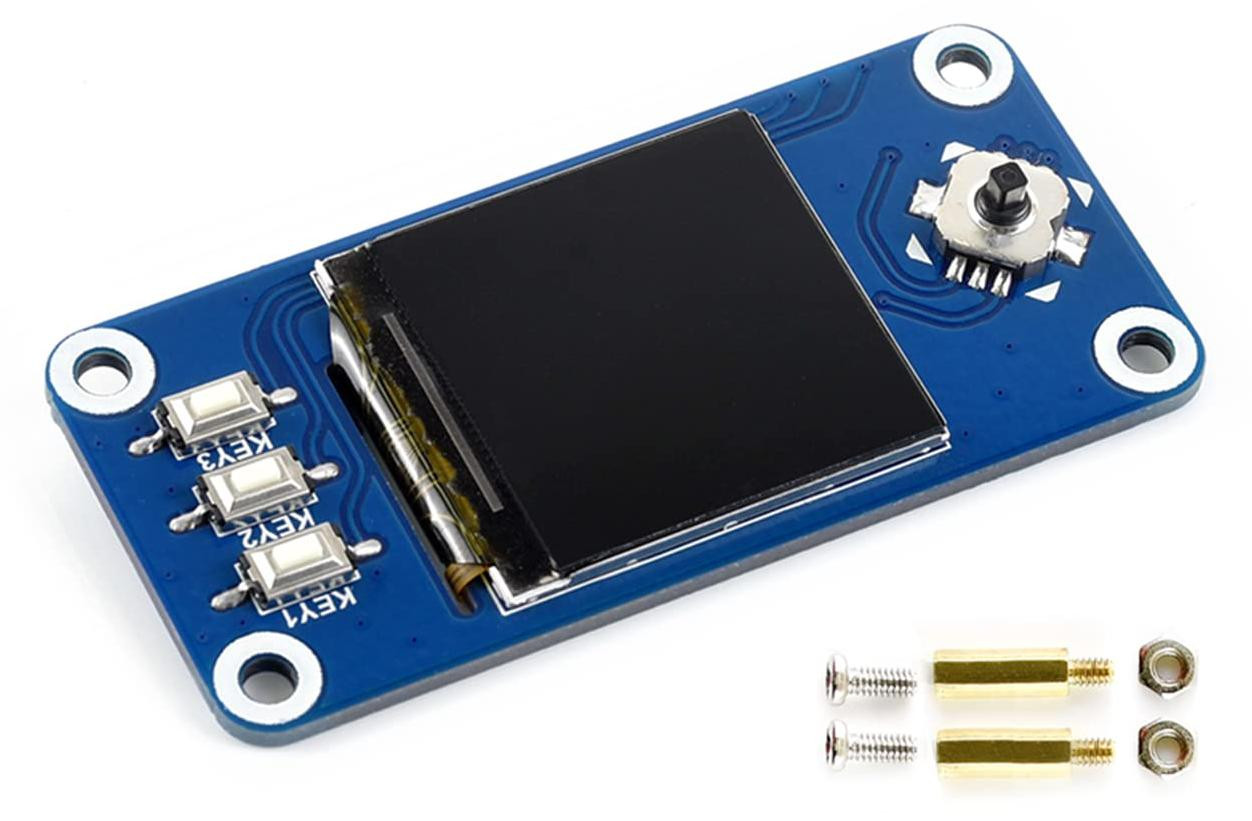 Waveshare 1.3-inch LCD-scherm HAT voor Raspberry Pi 4B/3B+/3B/2B/Zero W, 240x240 IPS-scherm met RGB-weergave, SPI-interface, 1 joystick en 3 drukknopen