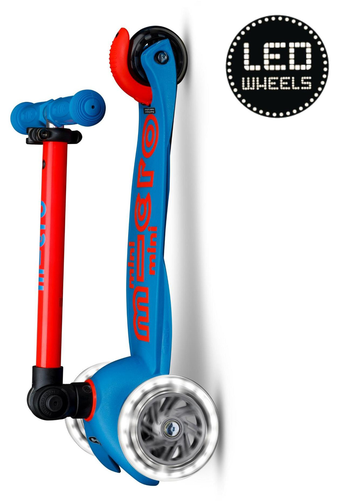 Micro Mobility Mini Micro Deluxe inklapbare driewieler step met neon LED-verlichting voor kinderen, maximaal 50 kg