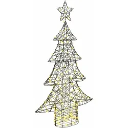 vidaXL Weihnachtsbaum mit 160 LEDs Warmweiß 150 cm Rattan