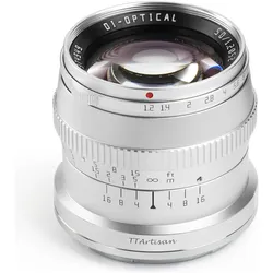 TTArtisan 50 mm f1.2 Fujifilm X (Fujifilm X, APS-C / DX), Objektiv, Silber