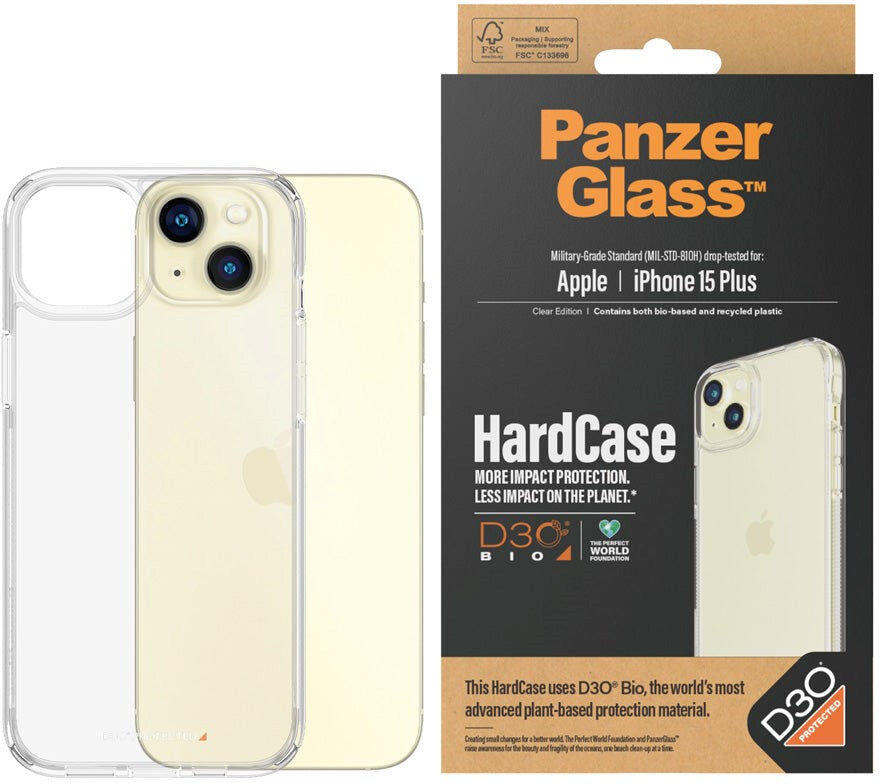 iPhone 15 Plus Bagside Cover PanzerGlass D3O Bio HardCase - Gennemsigtig