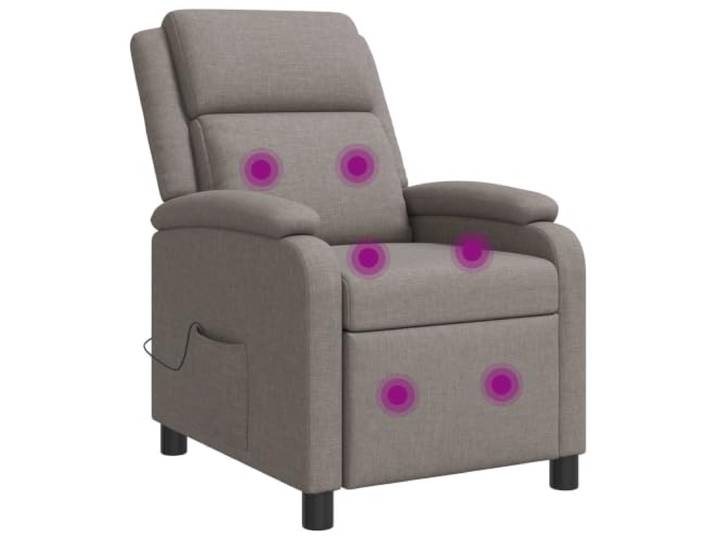YUTAASU Massage Recliner Chair Taupe Fabric Adjustable Height, 115-160 Degree Recline, Metal Wood Frame, 100% Polyester Cover