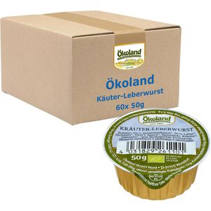 Ökoland Wurstkonserve Kräuter-Leberwurst, BIO, Schweinefleisch, je 50 g, 60 Stück