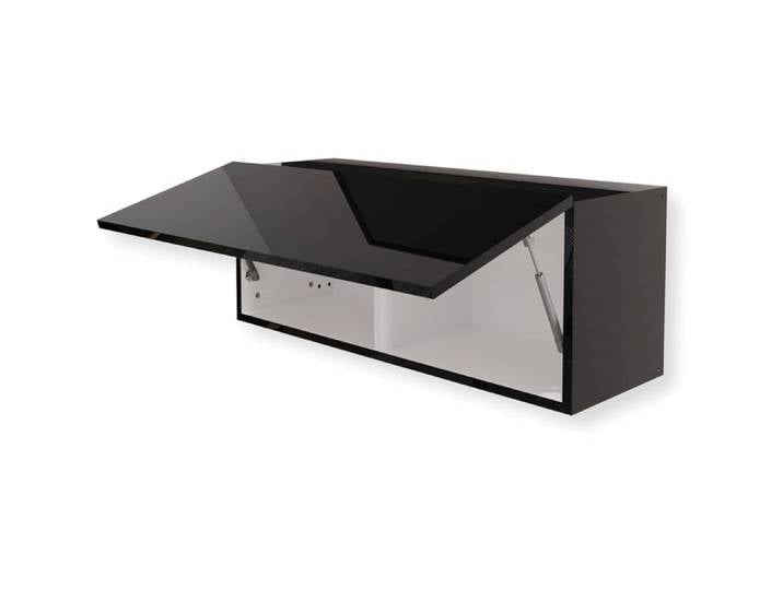 Armoire murale suspendue 90x35x32 cm Noir brillant Meuble de cuisine haut