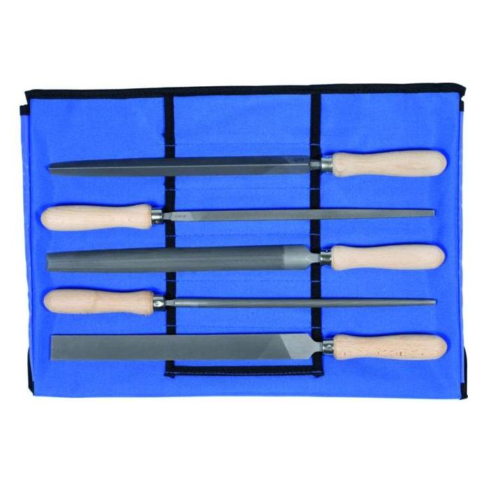 F. Dick Vielzweck-Feilensatz 5-teilig in Rolltasche Hieb 2, mit Holzheft (Hieb 2, 250 mm) (13552520H)