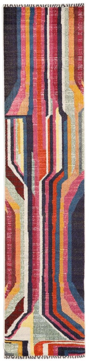 Rechthoekig Berber Morocco Vloerkleed - Multi Roze - 80 x 350 cm