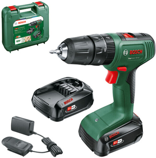Perceuse-visseuse à percussion sans fil EasyImpact 18V-40 BOSCH : 2x blocs-piles PBA 18V 1,5Ah W-A (06039D8102)