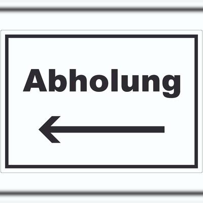 HB-Druck Abholung Aufkleber mit Text und Richtungspfeil links Post waagerecht A0 (841x1189mm)
