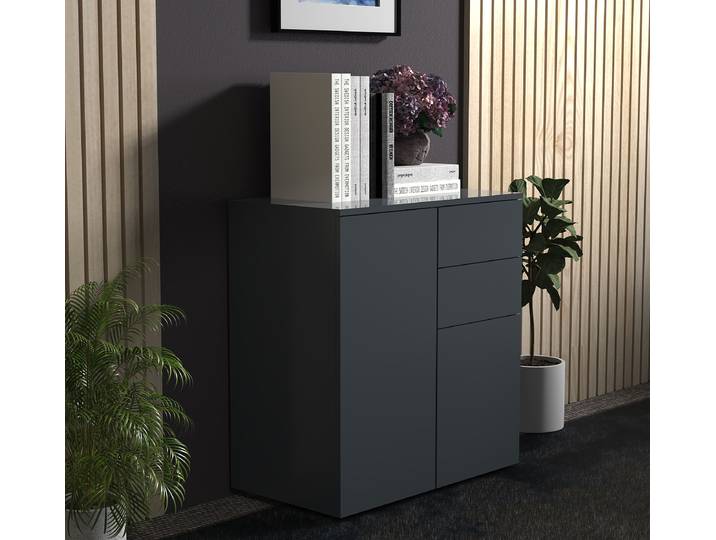 Commode Dalosa avec tiroirs 70 x 77 x 39cm Gris/Anthracite