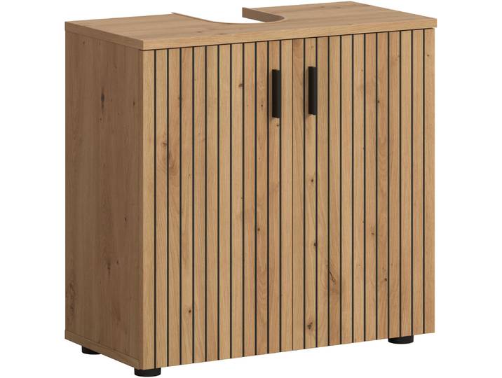 Waschbeckenunterschrank WELLTIME MANI, Paneeloptik, 2 Türen, 2 Fächer , braun (artisan oak nachbildung), B:60cm H:59cm T:30cm, FSC-zertifizierter Holzwerkstoff, Schränke, Waschbeckenunterschrank, WBU, Waschbeckenunterschrank, Bad, Badezimmer, Unterschrank