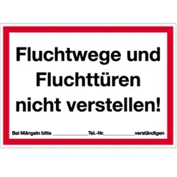 Aufkleber Fluchtwege und Fluchttüren nicht verstellen!, Folie, 297x210 mm