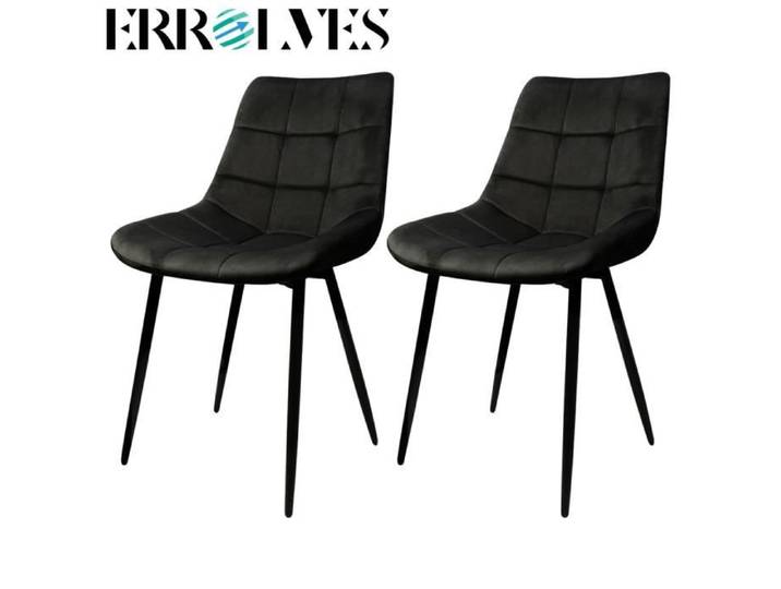 ERROLVES®Lot de 2 Chaises-Surface en velours-Siège Moderne-Noir