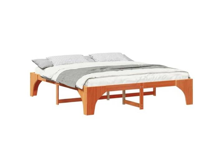 PUGYNBK Bettgestell Braun 180 x 200 cm Kiefer massiv Lattenrost, modernes Design, ohne Lattenrost, fester Stand, einfache Reinigung