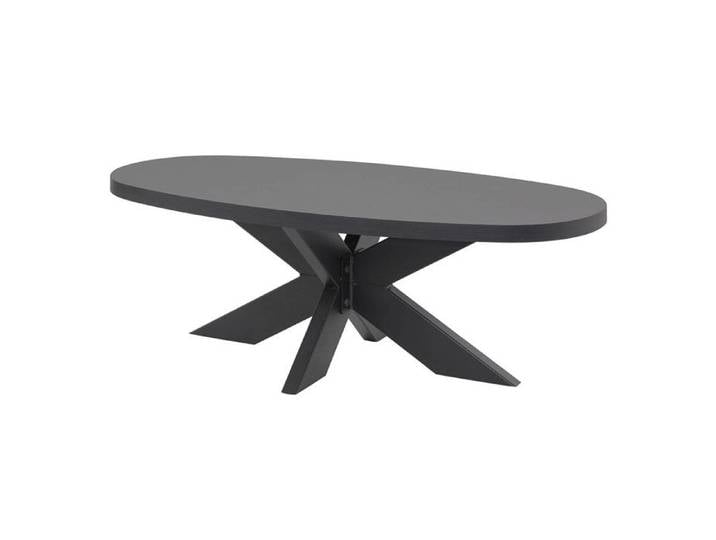 NOX - Table Basse Aspect Bois Piètement Araignée Métal Noir