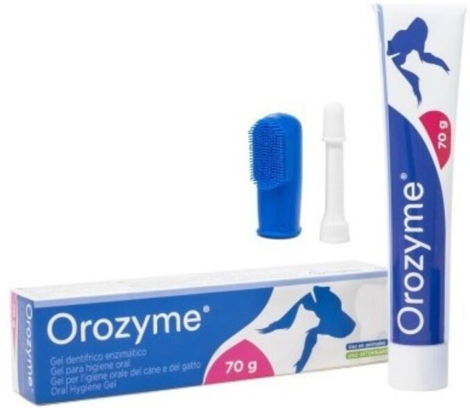 Ecuphar Orozyme Gel Dentifricio Gel Enzimatico + Spazzolino per Cani e Gatti 70 gr