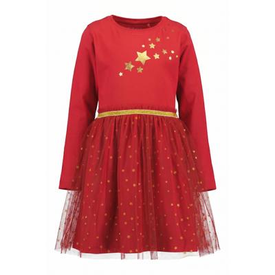 Jerseykleid BLUE SEVEN "Tüllkleid Christmas", Damen, Gr. 116, Langarm, rot (3380, hoch rot), 100% Baumwolle, normal, Rundhals, Kleider Jerseykleid