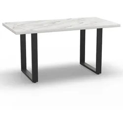 BIG Möbel GmbH Gastro Esstisch 140x80 cm | Marmor Weiß | U-Gestell Stahl