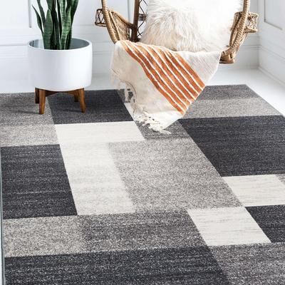 World Rug Gallery Modern Boxes Design Non-slip (Non-skid) Area Rug