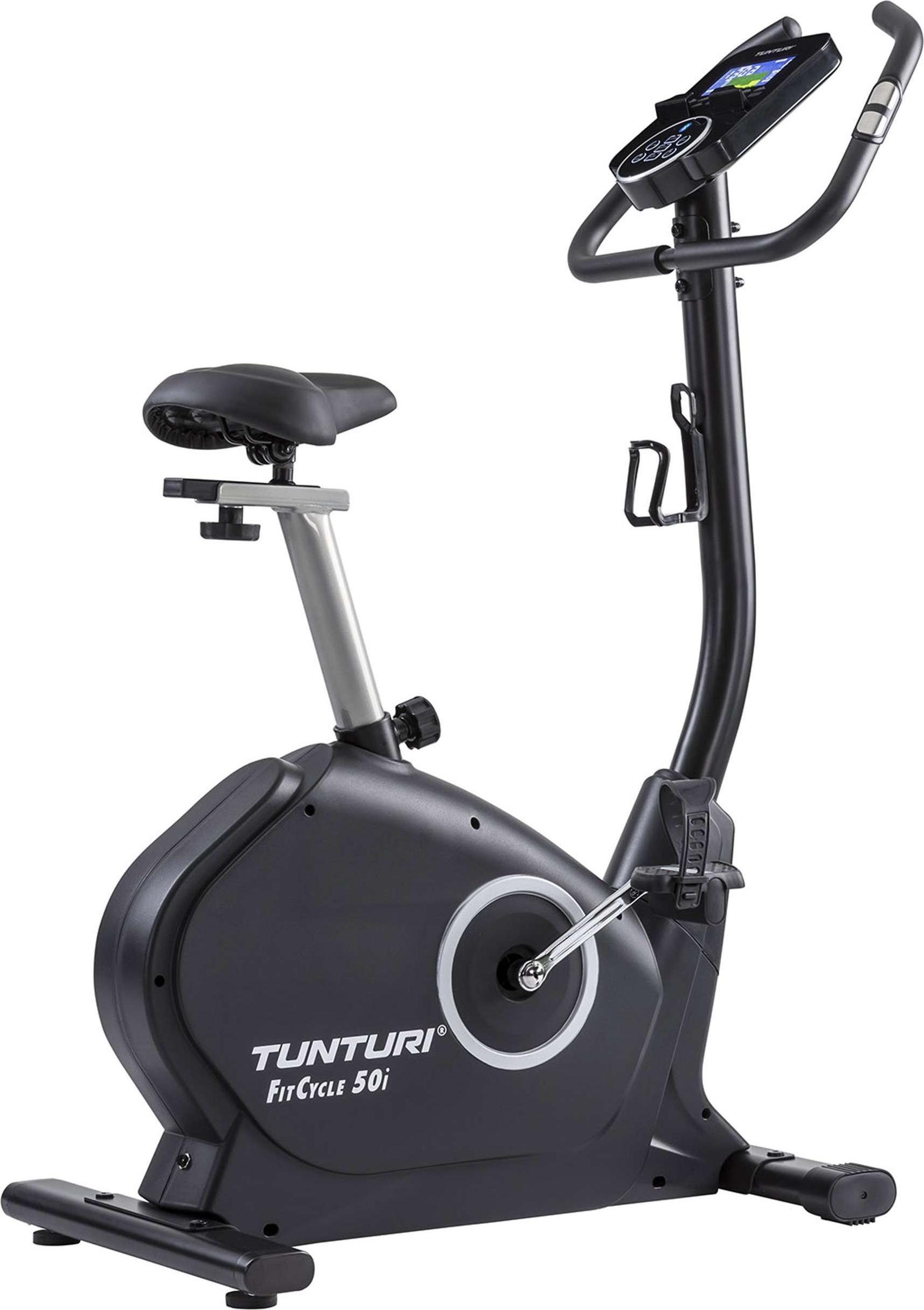 Tunturi FitCycle 50i Heimtrainer Fahrrad mit LCD-Monitor | Ergometer mit App Steuerung (Tunturi Routes & Zwift) | Hometrainer Fahrrad für zuhause mit 32 Stufen, Herzfrequenzsensor, 150kg Belastbarkeit