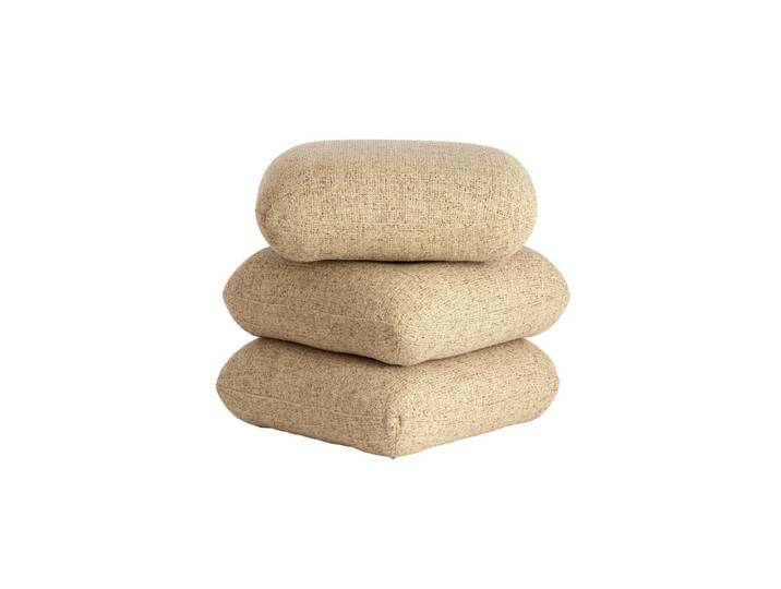 Light & Living Pouf Laurie, Creme, Hellgrau, Füllung: Polyurethan (Pur), 44.5x44.5x44.5 cm, Wohnzimmer, Hocker, Poufs
