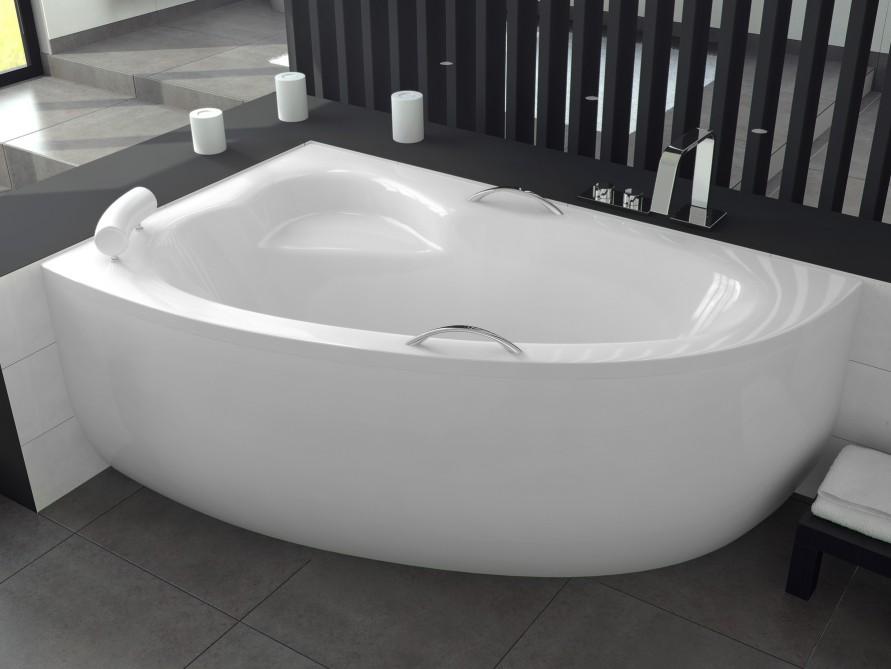 Badewanne NATALIA PREMIUM 150x100 mit Füßen , mit Siphon und Schürze, linke