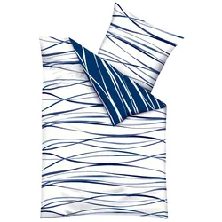 kaeppel Satin-Bettwäsche Motion 135 x 200 cm Satin Blau Marine