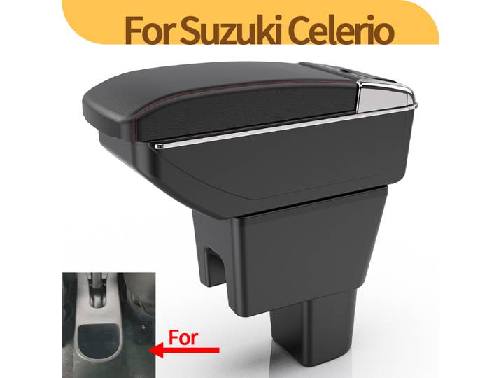 Accessoires de modification de la console centrale pour Suzuki Celerio avec porte-gobelet, accoudoir multifonctionnel spacieux pour l'amélioration de l'intérieur.