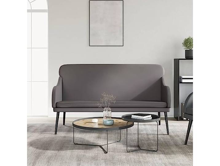 VIHHQGC Polsterbank Grau 110x76x80 cm Kunstleder Metallgestell Kunstleder, schmutzabweisend, Metallgestell, Armlehnen, Rückenlehne, Montageanleitung