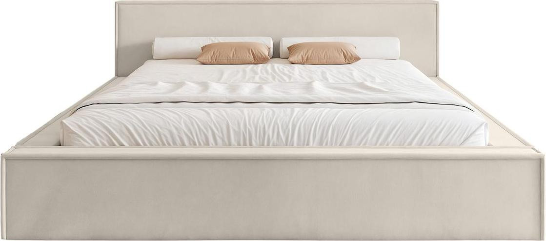 FEDVE Boxspringbed Mendocino Classic Low met fluweel bekleding, mocca, 180x200 cm