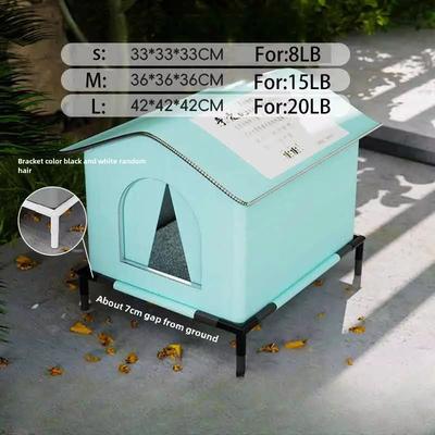 Inspired Finds CozyCave Waterproof Outdoor Pet House Foldable Winter Warm Bed For Small Dogs & Cats set Blue 42x42x42cm