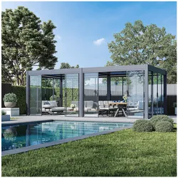 Weide Glasschiebetür Schiebepaneel Für Pergola Slim Frame Alu Anthrazit3.6 Meter Anthrazit