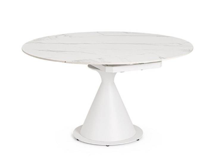 Natur24 Esstisch Jonni Tisch 85-135 x 85 x 75 cm Stahl Weiß