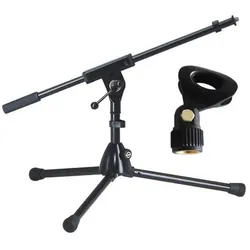 K&M 259-1 Mikrofonstativ niedrig mit Mikrofonklammer, Mikrofonständer, Schwarz