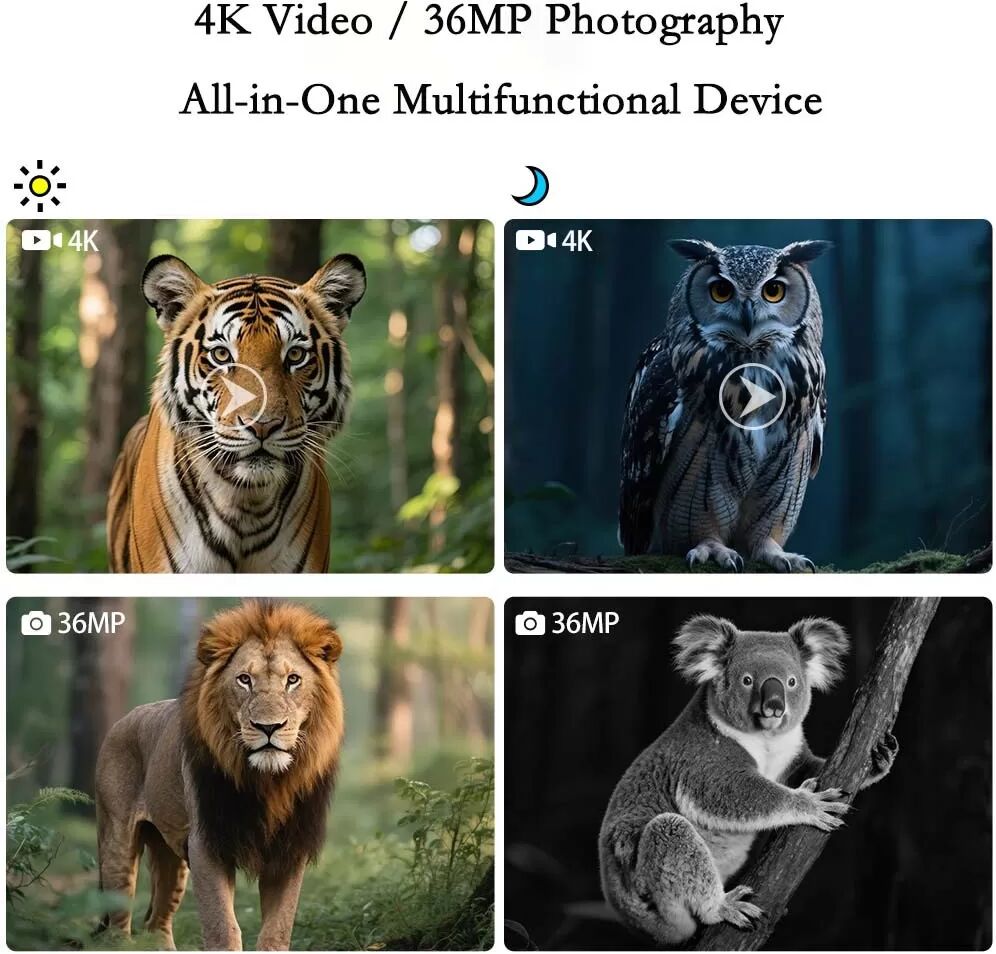 INF Kopfmontiertes Nachtsicht-Monokular mit 4K-Kamera & 8x Zoom - Verbesserte Leistung bei schwachem Licht
