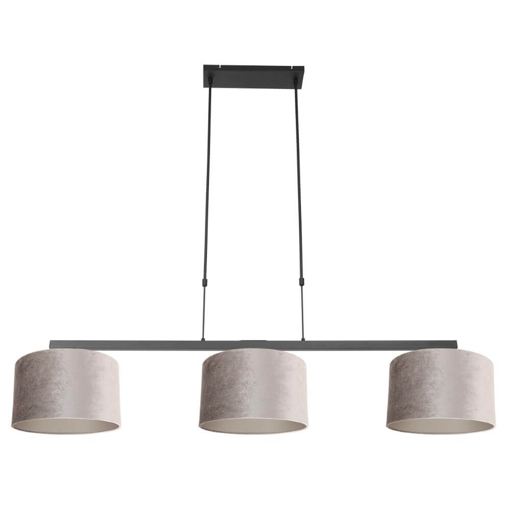 Steinhauer Zwarte hanglamp met beige velours kappen