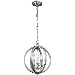 Elstead Lighting, Pendelleuchte, Corinne Hängeleuchte E14 3-fach 36cm Poliertes Nickel (E14, 3600 lm)