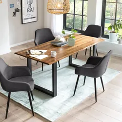 SalesFever »Lando-Leo« Esszimmergruppe Akazie anthrazit Esstisch 180x90 cm