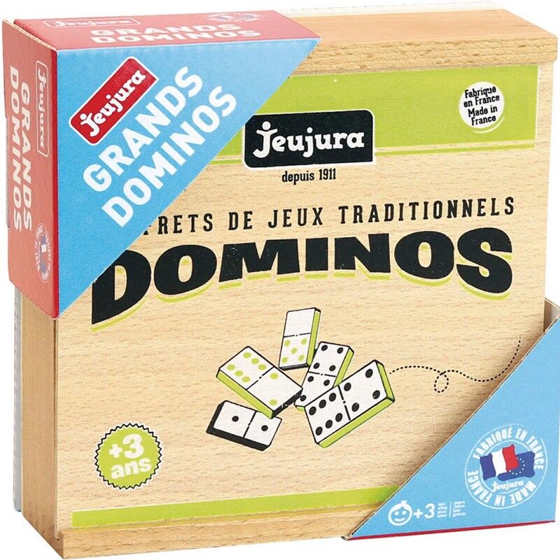 Jeu de grands Dominos en bois avec Coffret bois - Jeujura