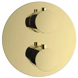 Herzbach LIVING Thermostat-Farbset 2 Verbraucher rund rund PVD Gold, 30.503050.1.03 30.503050.1.03