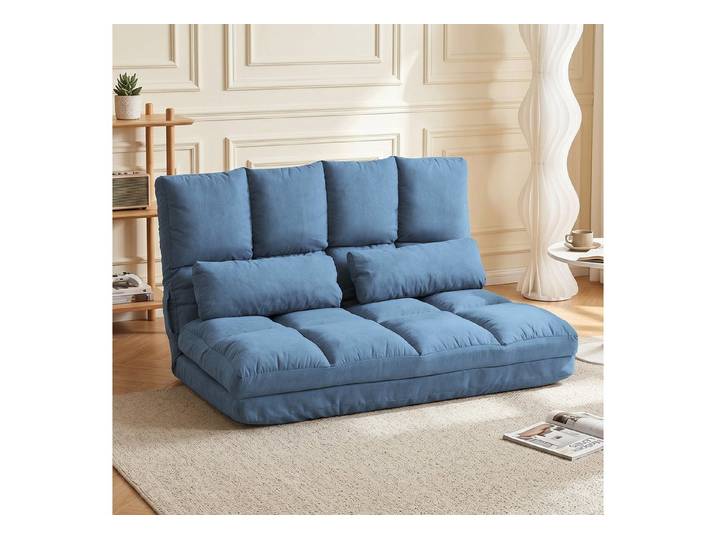 HOMCOM Relaxsessel Bodenstuhl Bodensessel mit Liegefunktion VerstellbarerRückenlehne (Klappbett, 1-St., 2-in-1 Bodensessel), für Schlafzimmer, Wohnzimmer, Blau