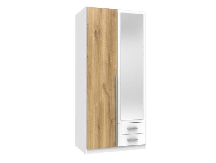 Wimex Skate Drehtürenschrank 2-türig - Plankeneiche Nachbildung, Spiegelglas Modern