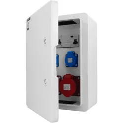 Baustromverteiler 16A 32A CEE 2×230V Gehäuse mit Volltür und VDE-Sicherheitsvorrichtungen Doktorvolt DV-6784-D