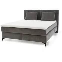 Boxspringbett Kira 160 x 200 cm Stoff Grau Anthrazit