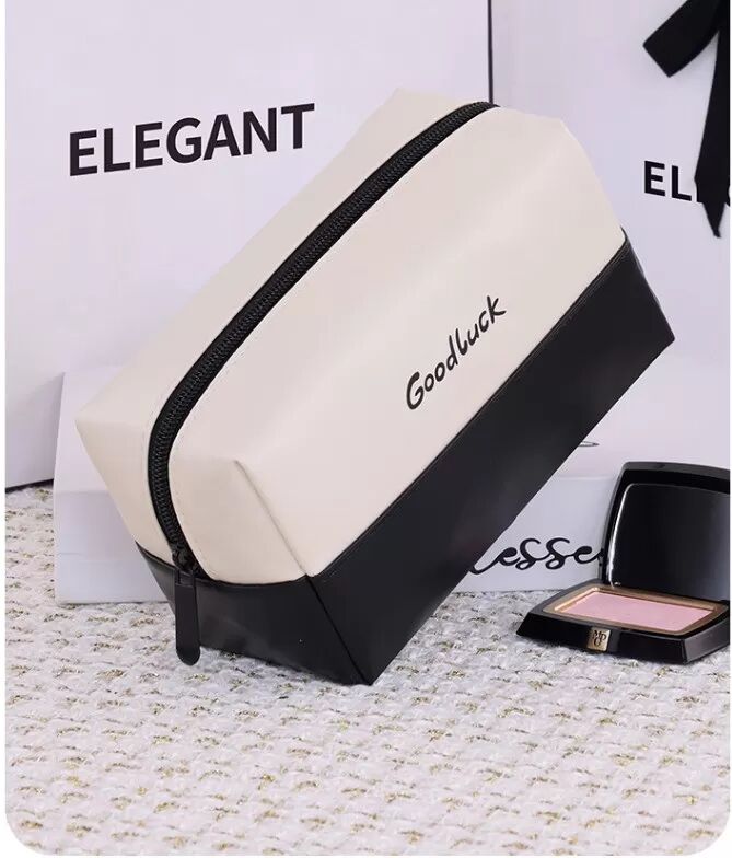 INF Tragbare Reise-Kosmetiktasche - Leichte PU-Kosmetik-Organizer-Tasche Weiß