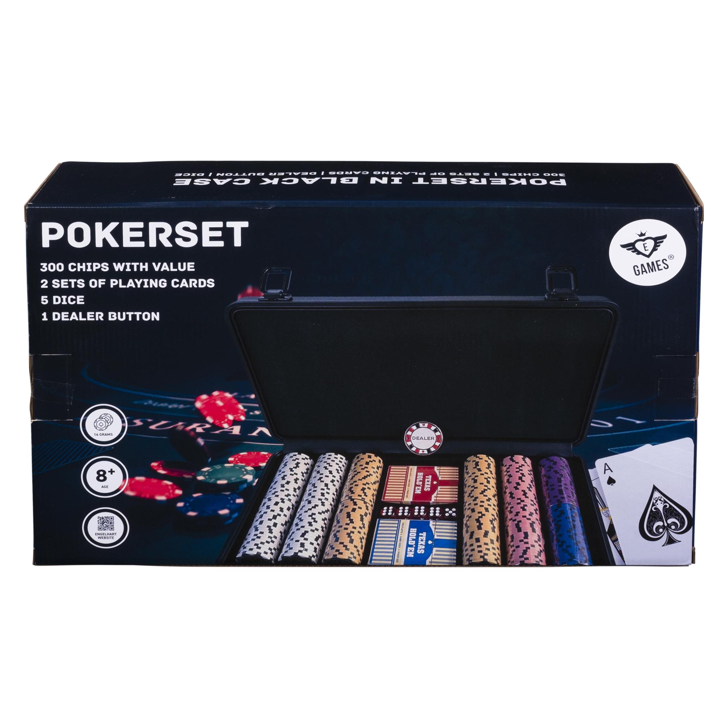 Longfield Pokerset im schwarzen Koffer mit 300 Chips mit Wertaufdruck (14 Gramm) (320951)