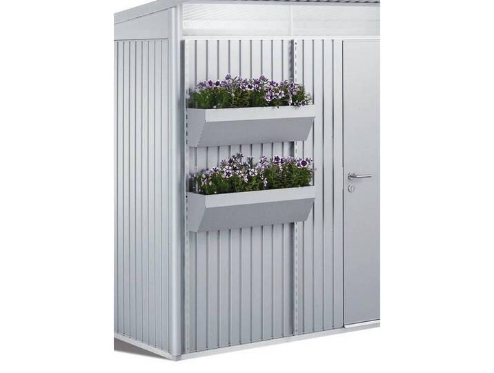 Biohort Blumenkasten-Set, Silberfarben, Metall, Kunststoff, 82x188x25 cm, Qualität aus Österreich, stabil, wetterbeständig, einfache Montage, Dekoration, Gartendeko