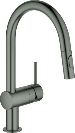Grohe Minta mitigeur d'évier 32321AL2 graphite dur brossé, double jet extractible, bec C