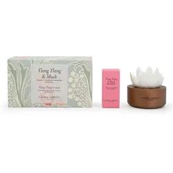 Fragrance and Style GmbH Duftblumen Laura Ashley Ylang Ylang & Musk, HxBxT: 9x11x16 cm, Keramik, Glas, Paulownia-Holz, Raumduftblume